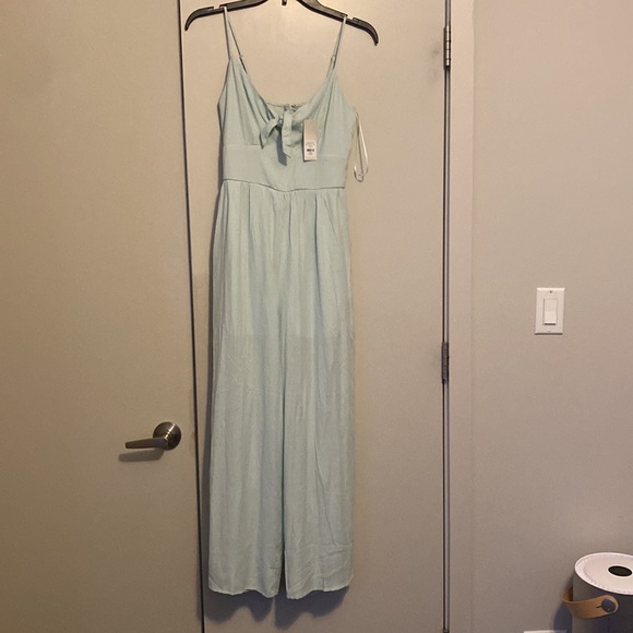 Francesca’s NWT Mint Green Knot Tie Front Jumpsuit Womens Size S - Picture 5 of 7